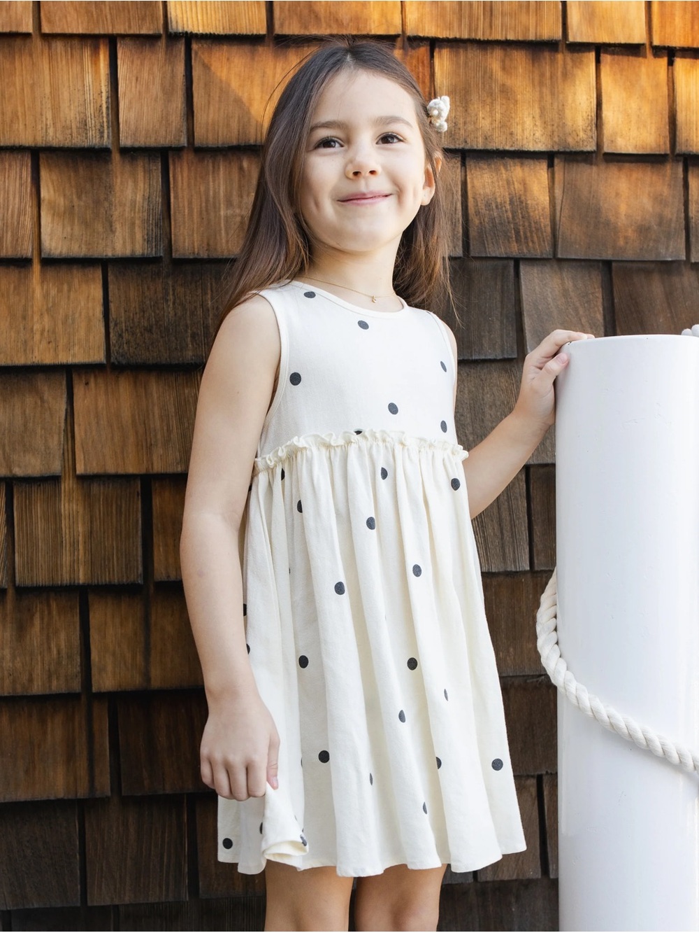 RYLEE + CRU • size 4-5y • Harper Dress Polka Dot Cream & Black Babydoll Dress - Picture 2 of 7